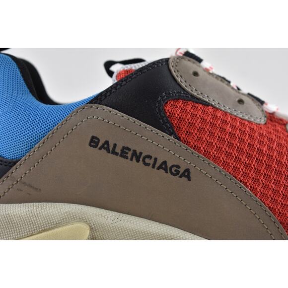 Balenciaga Triple S Sneakers Grey Red Blue 2018 Reissue Flat Platform 45 Mens 12 - Picture 4 of 13